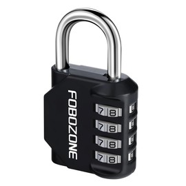 Combination Lock, FOBOZONE 4 Digit Outdoor Waterproof Resettable Code Padlock,for Gym Locker, Cabinet,Shed, Hasp,Gate, Tool Box,School Locker Lock (Black)