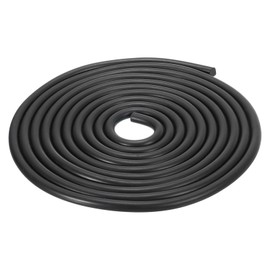 sourcing map Nitrile Rubber Round Seal Strip, 6mm(15/64") Diameter 2 Meters (6.56Ft) Long Hard Solid Rubber Weather Stripping for DIY Gasket, Industrial Equipment, and Furniture