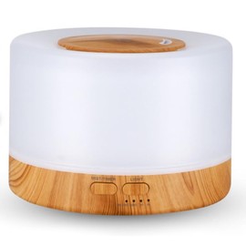 Wild Essentials 700ml Designer Large Room Essential Oil Diffuser, 5 in 1 Ultrasonic Aromatherapy Vaporizer Cool Mist Humidifier, Home, Office, Bedroom, Timer, Auto-Off, 7 Color LED (Wood and White)