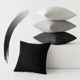 SLOZZI Set of 4 Corduroy Cushion Covers, Sofa Cushion Covers, Decorative Cushion Cover, Couch Cushion, Soft, for Sofa, Bedroom, Living Room, Office, 40 x 40 cm, Grey Series