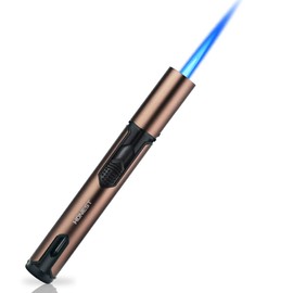 PROMISE Encendedor de antorcha a Prueba de Viento, Llama de Chorro único, Encendedor de Gas Recargable de butano para Vela, Soldadura, Parrilla, Vida Silvestre(Marrón)