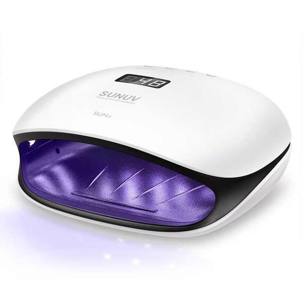 SunUV UV Lamp for Gel Nails LED Nail Dryer with 4 Timers LCD Display Infrared Sensor and Double Speed Curing 48 W Black