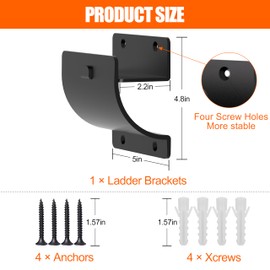 TRUSOON Ladder Hooks, 1 Pack Ladder Hangers for Garage Wall Wheelbarrow Hanger for Home Storage, Black