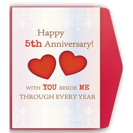 Mcduldul 5th Anniversary Cards for Him Her| 5 Years Anniversary Marriage Gifts for Husband Wife Couple| Fifth Wedding Aday Decorations| Wood Wedding Gift