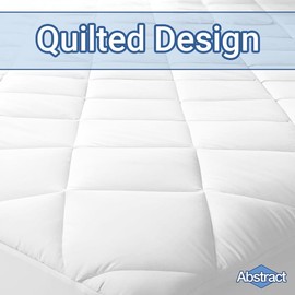 Abstract Full Mattress Pad - Quilted, Fitted Full Mattress Cover - Breathable Soft Cotton Cooling Mattress Protector - Pillow Topper Bed Protector- 54"x75" Full, White