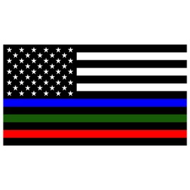 Blue Green Red Lives Matter Flag Sticker 5x3 Inch Police Military Firefighter Decal