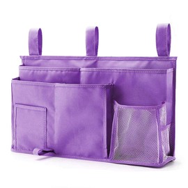 Caddy Hanging Organizer Bedside Storage Bag, 600D Oxford Cloth with Hook&Loop for Bunk and Hospital Beds,Dorm Rooms Bed Rails(8 Pockets) (Purple)
