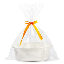 Hamper Baskets for Gifts Empty,Gift Hamper Basket,Woven Rope Hamper Basket,White Gift Basket with Bags Ribbons,Gift Baskets Empty Storage Basket Kit for Baby Shower,Wedding,Birthday,Christmas