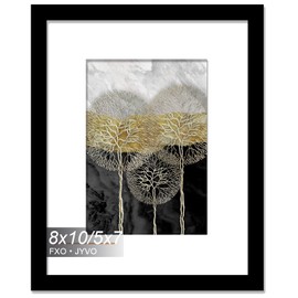 Fxojyvo 8x10 Picture Frame, Display Photo 5x7 with Mat or 8 x 10 Without Mat, Light Weight and High Transparent 8 by 10 Frame for Wall - 1 Pack/Black/8"x10"