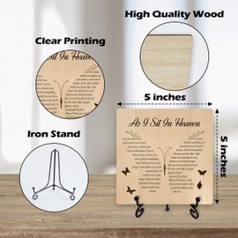 Celebration Of Life Decorations, Sympathy Gifts For Loss Of Loved One, Memorial Desk Decor, As I Sit In Heaven Wood Plaque Decor Sign, Home Office Decorations For Desk Table Shelf -16