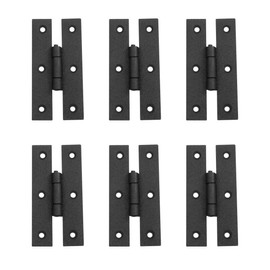 Renovators Supply Manufacturing H Cabinet Hinges 3 in. Black Wrought Iron Kitchen Cabinet Hinge with Hardware Pack of 6