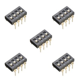 INTERRUPTOR DIP SWITCH 4 POSICIONES NEGRO PARA PROTOBOARD (5 PIEZAS)