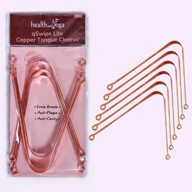 Copper Tongue Cleaners-Pack of 12, qSwipe Lite, Flexible with Curved Ends for Good Grip. Prevents Bad Breath, Improves Taste. Ideal for Oral Care at Travel, Office, Home - Size: Set of 6