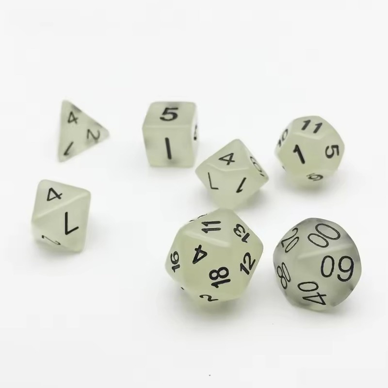 DND Dadi – Glow-in-The-Dark DND Set di dadi (7 pezzi)