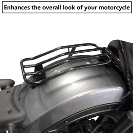 DreDoggMoto Motorcycle Luggage Rack Rear Solo Seat for Honda Rebel CMX1100 CM1100 DCT Accessories 2021 2022 2023-2025 Support Shelf Fender Cargo Rack Top Case Carrier Black