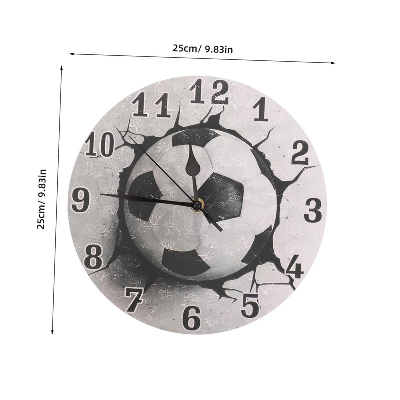 WOONEKY Silent Non Ticking Soccer Wall Clock Modern Decorative Analog