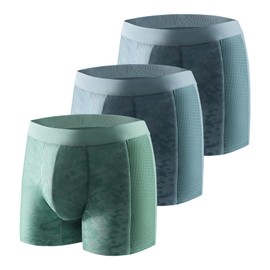 Carer 3 Pack Cool & Breathable Men's Incontinence Boxer Briefs, Fashionable Incontinence Pants for Men with 80 ML Absorbent Pad Prevents Bladder Leaks Mild Incontinence Light Blue & Green Size M