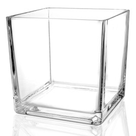 Comrzor 1 Pack Square Glass Vase 5" x 5" x 5", Clear Flower Vase for Centerpieces, Candle Holder for Wedding Party Events, Home Décor