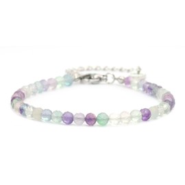 Genuine Gemstone Bracelet with Faceted 4 mm Beads, Adjustable Length, Healing Stone, Protective Stone, Lucky Charm, Talisman Gift, Gemstone