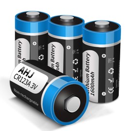 AHJ CR123A 3V Lithium Battery, 4 Pack 1600mAh CR123 CR17345 Battery with 10-Year Shelf Life UL Certification for Flashlight Alarm System etc, Non-Rechargeable, NOT for Arlo