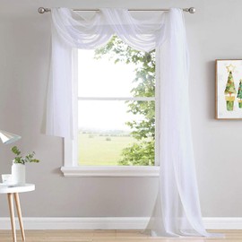 PONY DANCE Voile Curtains White Transparent Modern Eyelet Curtain Set of 2 H 600 x W 75 cm Living Room Curtains Stores Curtains White Curtain Transparent
