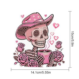 DCIDBEI Skull Diamond Painting Pendant for Adults, Diamond Painting Pictures Pink Skull for Children, DIY Crafts Gift for Party, Suncatcher for Window, Home Decoration