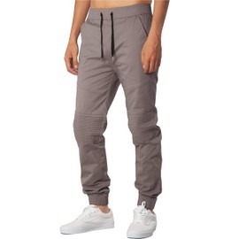ITALYMORN Grey Joggers Men Elastic Waist Pants with Pockets XL Stone Grey
