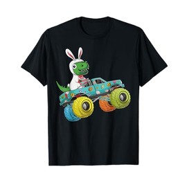 Happy Easter Monster Truck Trex Dinosaur Bunny Costume Kids T-Shirt
