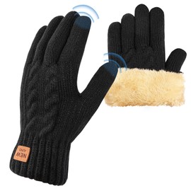 flintronic Winter Thermal Gloves, Womens Thermal Warm Knit Touchscreen Gloves, Mens Gloves with Fleece Lining, Stretchy Warm Gloves for Running Cycling Skiing Riding