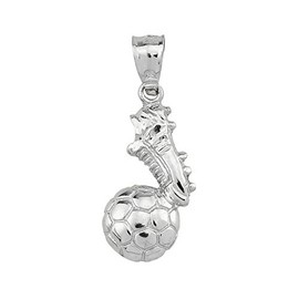 Claddagh Gold - High Polished 925 Sterling Silver Soccer Ball With Shoe Charm