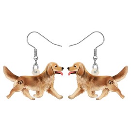 DUOWEI Cute Golden Retriever Dog Earrings Vintage Dangle Drops for Women Teens Girls Aesthetic Jewellery Gifts, M, Zinc, No Gemstone