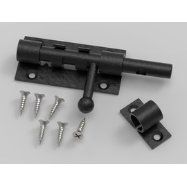 4in Sliding Bolt Gate Latch Keyless Entry Door Lock，Door Security Metal Lock Heavy Duty Slide Latches Outdoor Doors Latches with Padlock Hole Hardware for Wooden Fences Barn Doors (black-1PCS-4in)