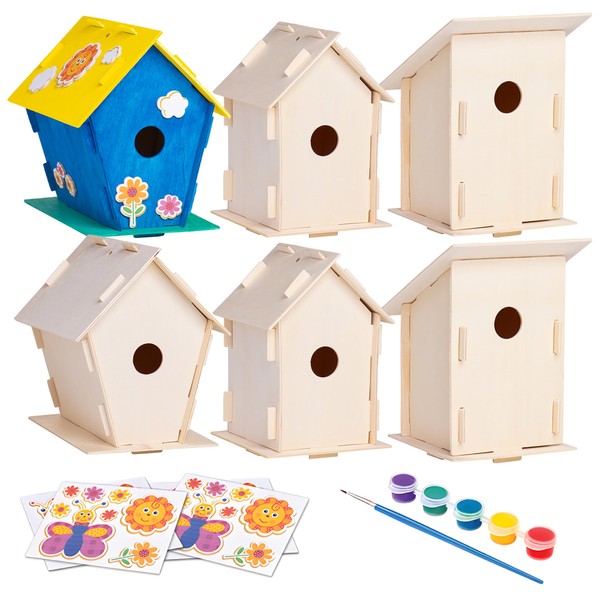 Neliblu DIY 12 Wooden Bird House Kits - Creative Arts