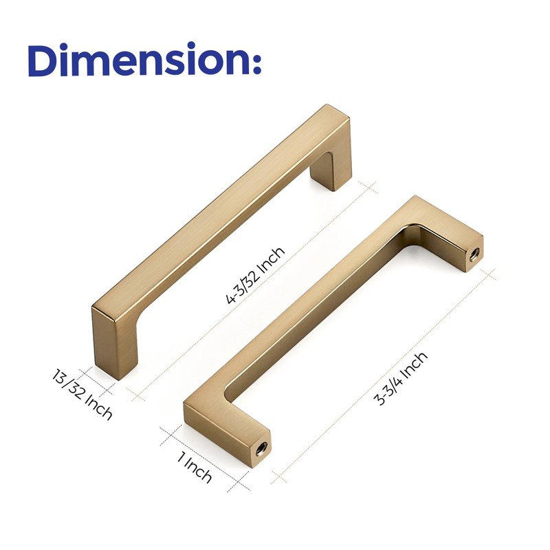 Ravinte 30 Pack Solid 3-3/4 Inch Kitchen Square Cabinet Handles