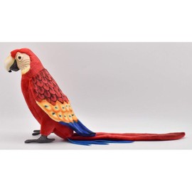 Plush Soft Toy Parrot, Red Macaw by Hansa. 30cm.