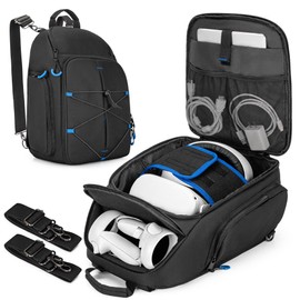PGmoon Carrying Case Compatible with Oculus Meta Quest 2/Quest 3/Quest Pro/VR Elite Strap, Travel Storage Backpack with Separate Room for Touch Controllers and Multi-Pockets (Patent Design)