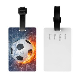 Soccer Bag Tags for Kids, Soccer Ball Name Tags for Backpack Bags, Sports Luggage Tag for Boys Girls Suitcases, Cute Small ID Identifier Labels for Women Men Travel Bag, 1 Pc