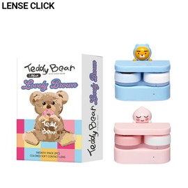 LENSE CLICK Teddy Lovely Brown Color Lenses with Lens Washer Set 2items, Color#$%Power#$%Lens Washer:Aurora Gray--5.50-Apeach