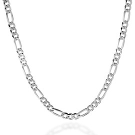 QUADRI - Certified Made in Italy 925 Sterling Silver 5mm Figaro Link Chain Necklace 18 Inchs