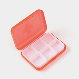 Maker Square 6 Compartment Pill Case Vitamin Portable Pill Box red 4ea