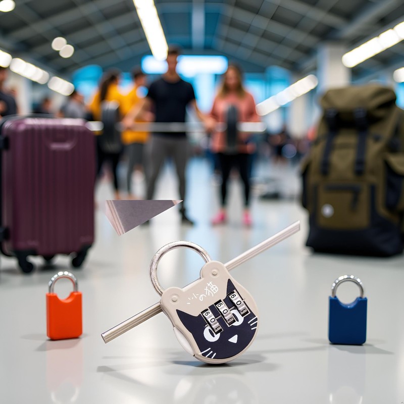 Grey Cute Cat Combination Lock Travel Locks for Luggage Backpack