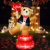 B&D 6FT Valentine Inflatables Outdoor Decorations, Rotating Valentines Bear Inflatable
