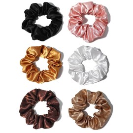 6 Pieces Satin Hair Ties for Women Hair, Soft Elastic Hair Bands, Colorful Ponytail Holders for Women, Silky Hair Accessories for Women
