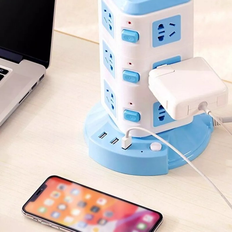 Maíz Multicontacto Supresor Picos Torre Cargador Usb Escritorio