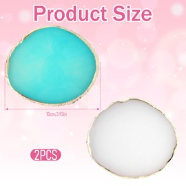 BOHUIZ 2 Pcs Resin Nail Art Palette, Nail Polish Color Mixing Palette Gold Edge Makeup Color Pallet Nails Display Board Mixing Tray for Makeup Nails Art (White, Blue)