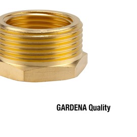 GARDENA Brass Reducer: Brass connecting Piece to The Pipe Connection with a quick coupling, 42 mm (1 1/4 ") - AG / 33.3 mm (G 1") - IG (7272-20)