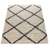 Boho Shag Rug in Cream with Modern Diamond Pattern, Scandinavian