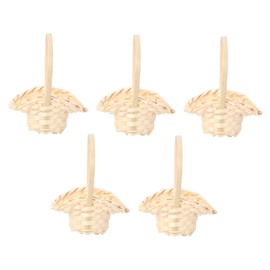 Mobestech 5pcs Woven Flower and Fruit Baskets Sundry Storage Baskets for Home Decor Natural Khaki and Rattan Design Versatile Packaging and Organizing