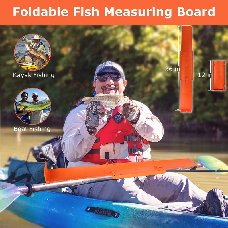 Haxrotin Fish Measuring Board Foldable, Floatable Compact Folding Fish Ruler