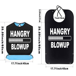 BWWKTOP Hangry Blowup Adult Bibs With Crumb Catcher Gag Pranks Bib Dining Eating Clothing Protectors For Adults Elderly (Hangry Blowup)